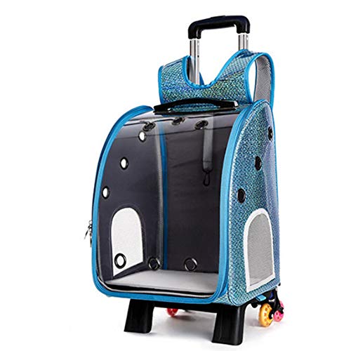 WXQKD Bolsa para Mascotas, Mochila para Perros Y Gatos Al Aire Libre, Transportador Plegable, con Barra De Tiro Extraíble, Porosa, Transpirable, Transparente Y Cómoda,C,2