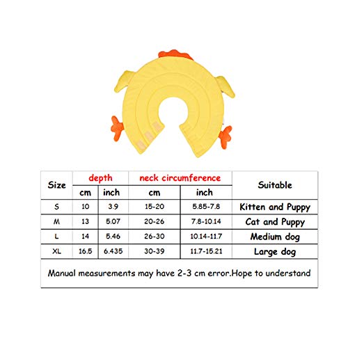 WXQKD Cuello Isabelino para Mascotas, Forma Linda De Pollo Curación De Heridas Ajustable Cuello Electrónico Cono Suave Cono Inteligente Evitar La Recuperación De La Mordedura,XL
