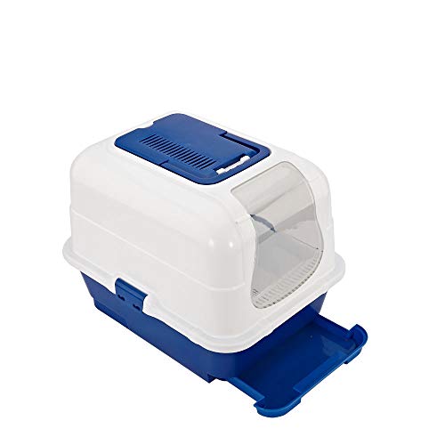 WYYZSS Cat Litter Box Automatic,Bandeja Higiénica,Cubierta Retráctil Desmontable con Cajon con Pala Fácil de Limpiar Protección del Medio Ambiente,Blue