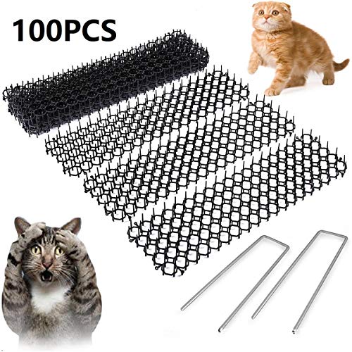 WZ 100Pcs Jardín Scat Cat Mats Anti-Gato Prickle Strips,Mantenga Gato Lejos De Seguridad De Plástico De Spike Humane Animal Gato Perro Spikes Repelente,Deters Mascotas Y Otros Animales Excavación