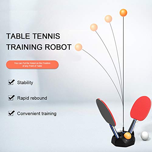 WZTO Ping Pong Table Tennis Trainer Equipo de Entrenamiento Kit, Vision Training Altura Ajustable 2 pcs Elastic Rod 90CM y 4 pcs Postes de Ajuste, para Deportes de Descompresión para Adultos y Niños