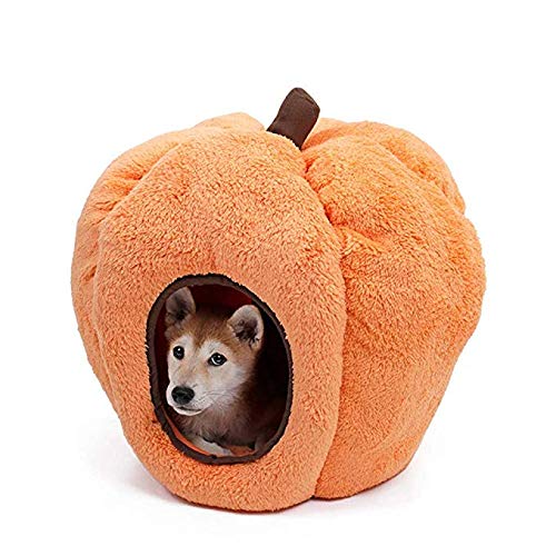 XHPWW Cama de Nido de Gato de Calabaza de Interior de Halloween Cama Nido de vellón Suave Cama de Cueva cálida, cojín extraíble Durable para Cachorros Gatito Gatos Cama