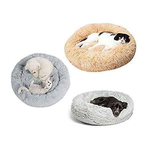 XHPWW Cama Nido para Perros y Gatos, Camas Nido para Mascotas Redondas y cálidas, Felpa Suave, cómoda Cama Cueva para Gatos, Gatitos para Dormir en Invierno-C-S