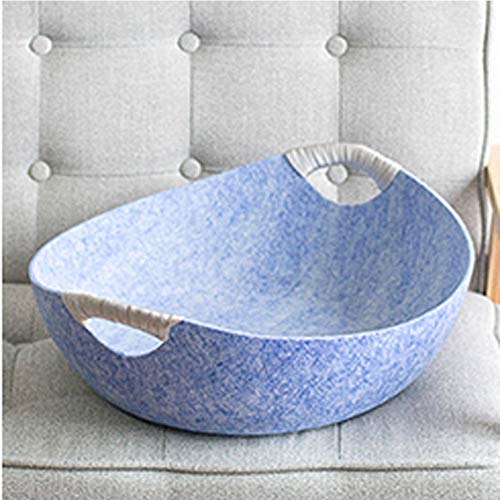 XHPWW Cama para Gatos de Fieltro Lavable y extraíble, Nido de Gato de Fieltro de Verano, para Gatos pequeños Four Seasons Universal 48 * 45 * 17 cm (Azul)-A