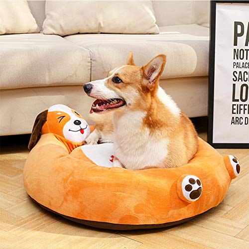 XHPWW Pet Cave para Gatos y Perros Cartoon Nest Nest Kennel Dog Bed, Lavable, Redondo, cálido, Suministros para Mascotas Four Seasons Universal, (Coffee Raccoon)-B