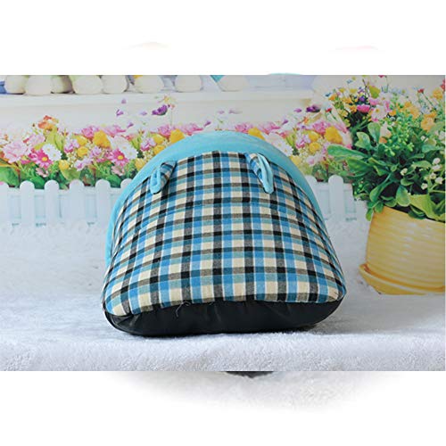 XHPWW Soft Dog Cat Bed House, Zapatillas de Estilo británico Kennel Semi-Cerrado Winter Warm Cat Nest Colchón Suministros para Mascotas 50 * 40Cm Plaid Rojo-Blue-M