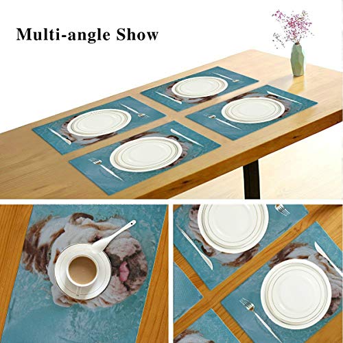 XHYYY Manteles Individuales Juego de 4 para Mesa de Comedor Lavable para Perros Diviértete Piscina pública Local Mantel Individual Alfombrillas de Cocina Antideslizantes