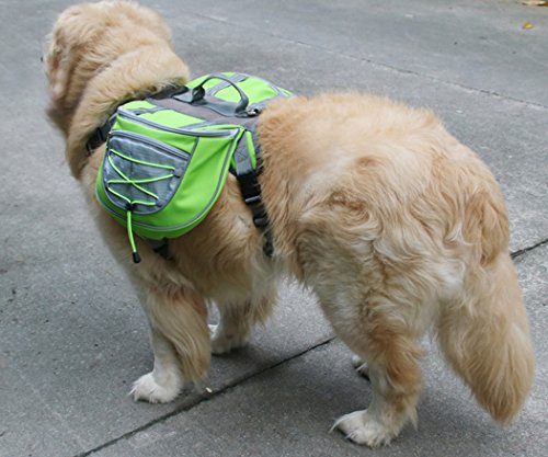 Xiaoyu mochila para perro, portabolsas ajustable, portabolsas de silla de montar, para el camping de excursionismo de viaje, verde, L