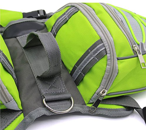 Xiaoyu mochila para perro, portabolsas ajustable, portabolsas de silla de montar, para el camping de excursionismo de viaje, verde, L