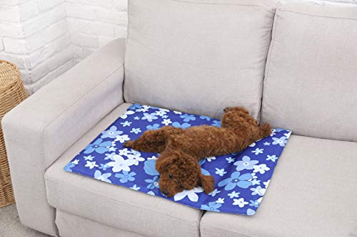 XIAPIA Manta Refrigerante Perro,Alfombra Refrescante Perro Colchoneta Cama Gato Frio Animales Colchon Mascotas para Verano,Coche Enfriador Mediano/Grande/XL (Flores, 50X90 cm)