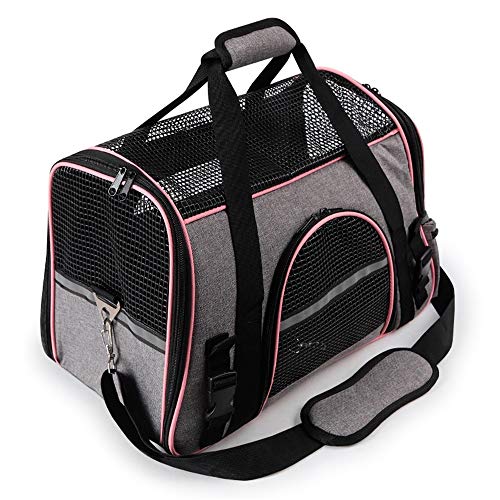 XINCHAOZ Transportin para Mascotas, Transportin para Portatil Plegable del Mascota Bolsa de Malla con Tapete, Transportin de Viaje Bolsa para Coche Viaje Avion Portador