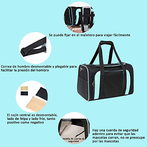 XINCHAOZ Transportin para Perro y Gato, Bolsa de Transporte Plegable Escalable Transpirable, Transportín para Perros Gatos Capazo Portador Tela Mascotas, para el en Avión, Coche o en el Tren