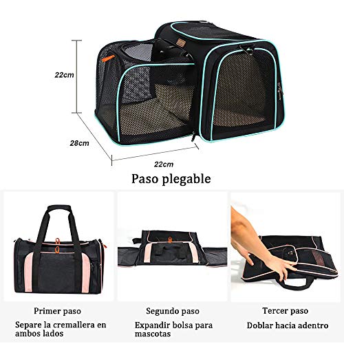 XINCHAOZ Transportin para Perro y Gato, Bolsa de Transporte Plegable Escalable Transpirable, Transportín para Perros Gatos Capazo Portador Tela Mascotas, para el en Avión, Coche o en el Tren