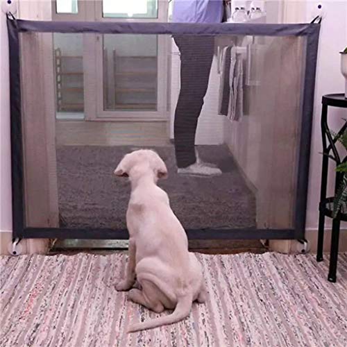 XRCWM01 Cat Mate El Aislamiento de la Familia de Mascotas Cerca Red portátil Plegable Transparente de Mascotas Puerta de la Escalera (Color : Black, Size : 180 * 72CM)