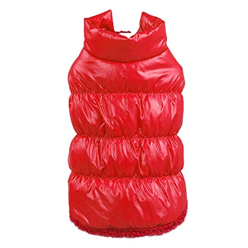 XS-XXXL Perros de Invierno Mascota Gato Chaleco Acolchado Abrigo Cachorro Fleece Warm Down + Chaquetas de poliéster Ropa, Rojo, S