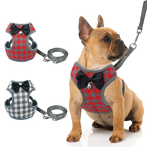 XuBa - Arnés para Perro con Lazo para Perros pequeños, Chihuahua y Yorkies, S, Gray Grid, Small