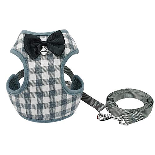 XuBa - Arnés para Perro con Lazo para Perros pequeños, Chihuahua y Yorkies, S, Gray Grid, Small