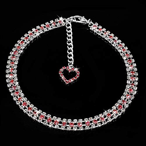 YANODA Rhinestone Perro Accesorios Collar For Perros Pequeños Chihuhua Yorkshire Terrier Bling Collar De Diamante Cachorro Gato Collares Correas (Color : Pink, Size : Free Size)