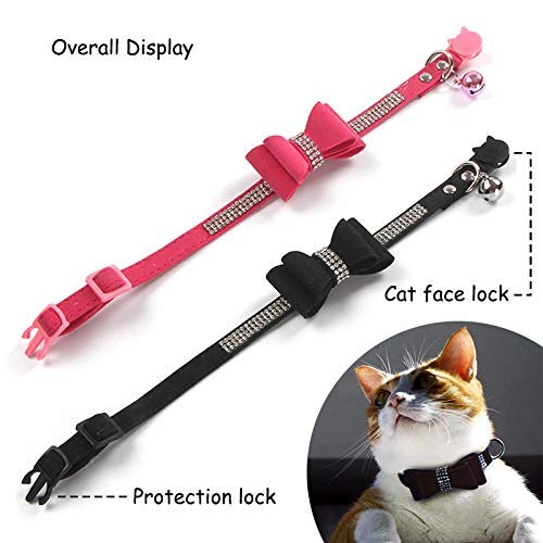 YCZ Collares para Gatos Breakaway Cute Bow y Betty con Collares Suaves Crystal Diamond y Pop Design Safety Ajustable para Gatos y Perros pequeños Paquete de 2