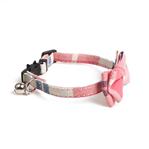 Yih Vane 2 Piezas de Corbata de Lazo y Cuello de Gato a Cuadros clásico con Cuello Ajustable de Campana para Perros pequeños y Gatos - Rojo y Rosa