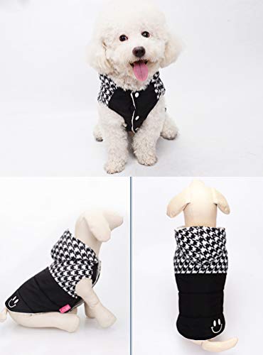 Yijinstyle Ropa para Perro, Abrigo Tartán Invierno Acolchado Patchwork Chaqueta Caliente para Perros Pequeños (Negro, Asia XL)