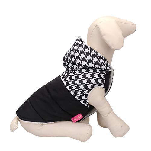 Yijinstyle Ropa para Perro, Abrigo Tartán Invierno Acolchado Patchwork Chaqueta Caliente para Perros Pequeños (Negro, Asia XL)