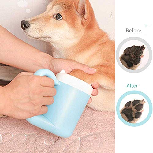 yilei Mascota Perro Perro Limpieza Pie Taza De Limpieza De Garras Herramienta De Rotación Manual De Limpieza De Silicona Suave para Pequeño Limpiador De Patas De Perro Grande De Tamaño Mediano S/Azul