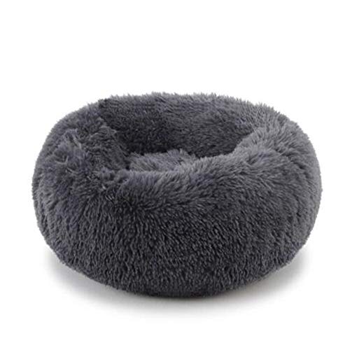 YOHAPPY Cama para Mascotas para Gatos y Perros, Cama para Perros Redonda súper Suave Cama Ovalada con Forma de Dona Cueva para Gatos y Perros pequeños y medianos (50 cm de diámetro) (Gris Oscuro)