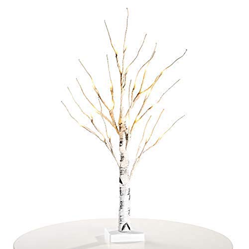 ypypiaol 0.6m Simulation Birch Tree 24 Bulb Night Light Home Dormitorio Dormitorio Decoración De La Lámpara Luz Blanca cálida