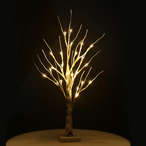 ypypiaol 0.6m Simulation Birch Tree 24 Bulb Night Light Home Dormitorio Dormitorio Decoración De La Lámpara Luz Blanca cálida