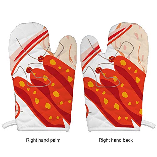 Yutess - Manoplas para horno con pata de pollo y salchichas profesionales resistentes al calor, guantes de cocina antideslizantes para barbacoa