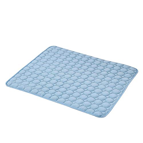 ZHTY Colchoneta De Verano para Mascotas,   Colchonetas para Camas para Perros, Almohadilla para Hielo para Gatos , Cojines para Colchón, Enfriador De Seda Fría, Azul, 102X70 Cm