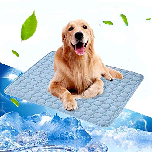 ZHTY Colchoneta De Verano para Mascotas,   Colchonetas para Camas para Perros, Almohadilla para Hielo para Gatos , Cojines para Colchón, Enfriador De Seda Fría, Azul, 102X70 Cm