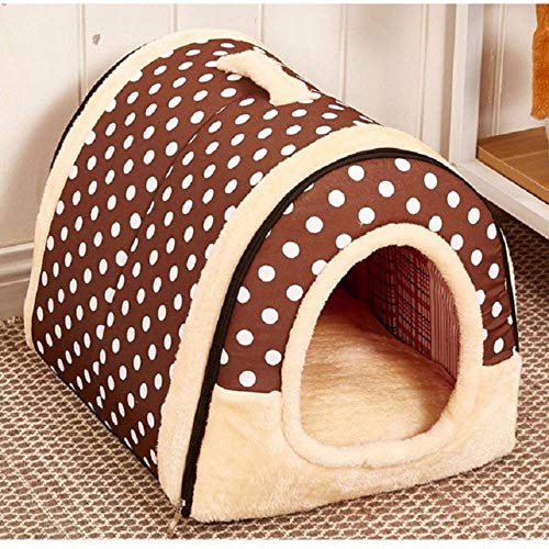 zhuangxiang Cama Perro Gatos Pet Dog Bed House Kennels para Mascotas para Gatitos Bolsas De Cesta De Viaje Portátiles, Punto Marrón, 60X45 Cm