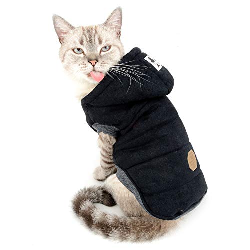 ZUNEA Chaleco de Perro pequeño Forro Polar Forrado Abrigo de Invierno cálido Chaqueta de Cachorro con Capucha a Prueba de Viento Mascota Chihuahua Sudadera Ropa de Perrito Prendas de Vestir (S, Negro)