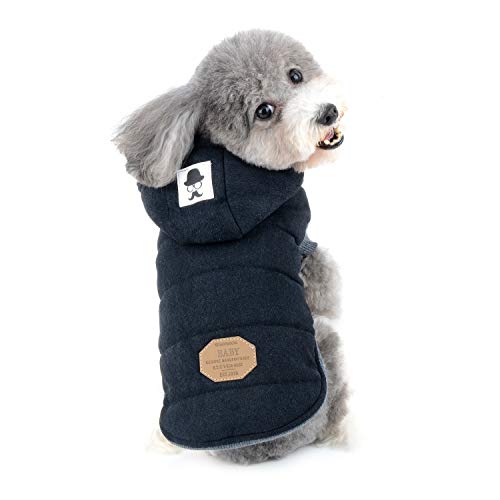 ZUNEA Chaleco de Perro pequeño Forro Polar Forrado Abrigo de Invierno cálido Chaqueta de Cachorro con Capucha a Prueba de Viento Mascota Chihuahua Sudadera Ropa de Perrito Prendas de Vestir (S, Negro)