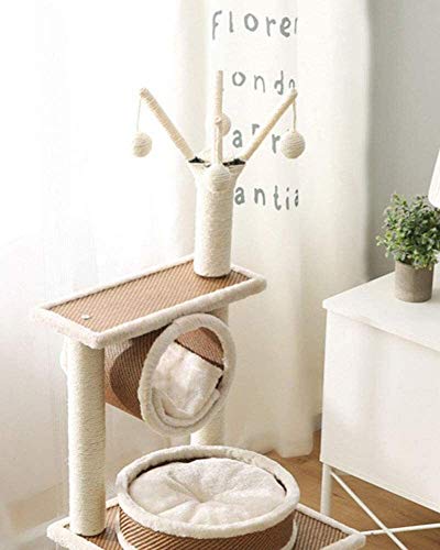 ZXvbyuff Árbol del gato, gato columpio sisal gato Rascador arena for gatos de salto de plataforma Four Season de ratán asientos de madera maciza de juguetes for gatos gatito Junta de Scratch La captur