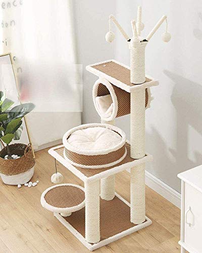 ZXvbyuff Árbol del gato, gato columpio sisal gato Rascador arena for gatos de salto de plataforma Four Season de ratán asientos de madera maciza de juguetes for gatos gatito Junta de Scratch La captur