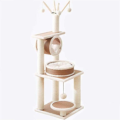 ZXvbyuff Árbol del gato, gato columpio sisal gato Rascador arena for gatos de salto de plataforma Four Season de ratán asientos de madera maciza de juguetes for gatos gatito Junta de Scratch La captur