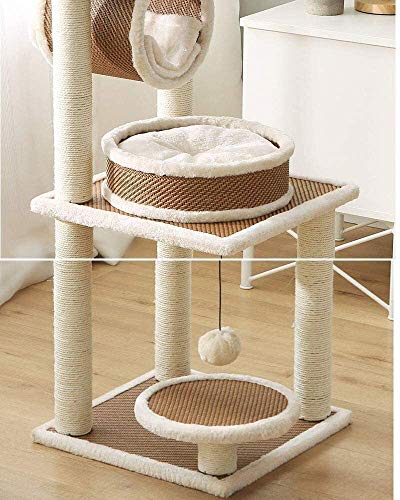 ZXvbyuff Árbol del gato, gato columpio sisal gato Rascador arena for gatos de salto de plataforma Four Season de ratán asientos de madera maciza de juguetes for gatos gatito Junta de Scratch La captur