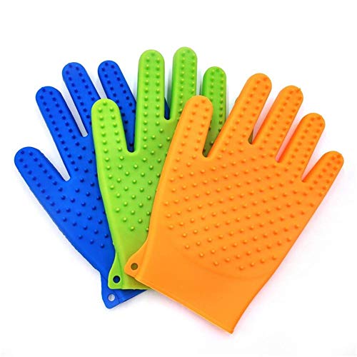 ZY Guantes de Silicona for Mascotas de Doble Cara del Gato y el Perro baño de Limpieza Peine Masaje Belleza del Cepillo del Polvo Izquierdo y Derecho Universal (Color: Azul, tamaño: un tamaño) LOLDF1