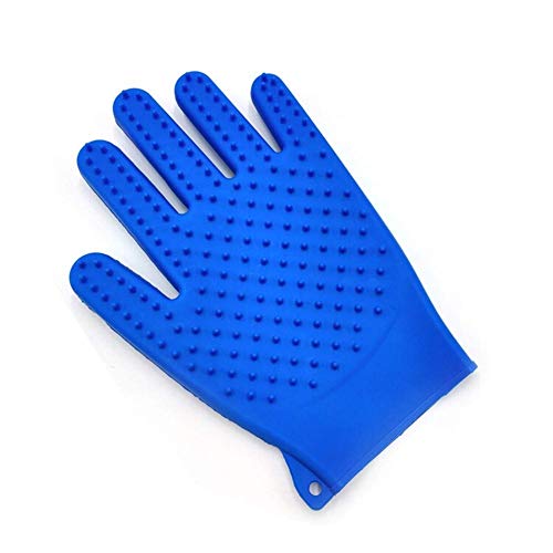 ZY Guantes de Silicona for Mascotas de Doble Cara del Gato y el Perro baño de Limpieza Peine Masaje Belleza del Cepillo del Polvo Izquierdo y Derecho Universal (Color: Azul, tamaño: un tamaño) LOLDF1