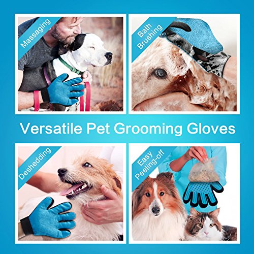 2PCS Guantes Manopla Masaje para Perros mascotas gatos, Retiro del pelo y aparato de masaje, promover la circulación de la sangre, Masaje de mascotas, Guantes para la Eliminación de Pelo Suelto