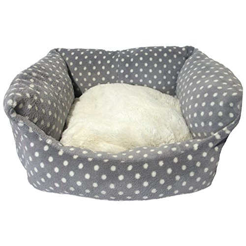 40 Winks Rosewood Pequeño Perro/Gato para Dormir Cama, 40,6 cm, Gris/Crema Spot