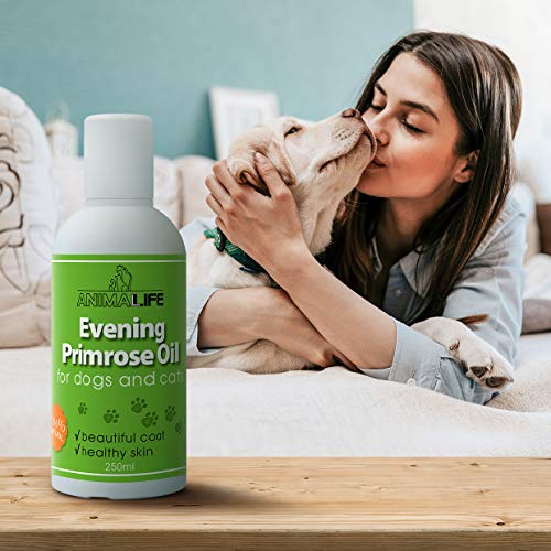 Aceite de Onagra para Perros & Gatos 250ml - 100% Natural - Vitaminas - Minerales - Omega 3 6 9 - Suplementos Alimenticios para Mascotas - Promueve un Pelo y Piel Saludables - Evening Primrose Oil