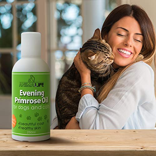 Aceite de Onagra para Perros & Gatos 250ml - 100% Natural - Vitaminas - Minerales - Omega 3 6 9 - Suplementos Alimenticios para Mascotas - Promueve un Pelo y Piel Saludables - Evening Primrose Oil