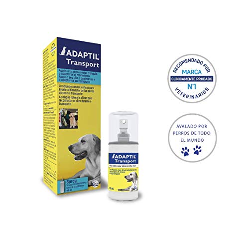 ADAPTIL Transport - Antiestrés para perros - Viajes, Transporte, Temblores, Lloros, Jadeos, Inquietud, Tensión - Spray 60 ml