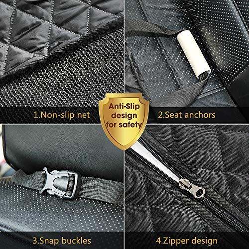 ADOV Funda Asiento Coche Perro, Universal Impermeable Mascotas Hamaca de Viaje Cubierta Automóvil con Cinturón Seguridad y Bolsa, Antideslizante Protector de Asiento para Todos Cars, Camiones, SUVs