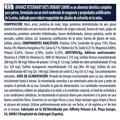 Advance Veterinary Diets Urinary Pienso para Perros con Problemas Urinarios 12 Kg