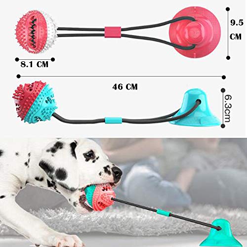 AFFINEST Pelota de Juguete para Perros con Ventosa Mascotas Multifuncional para mordedura de Molar para Mascotas Pet Molar Bite Toy,A Azul